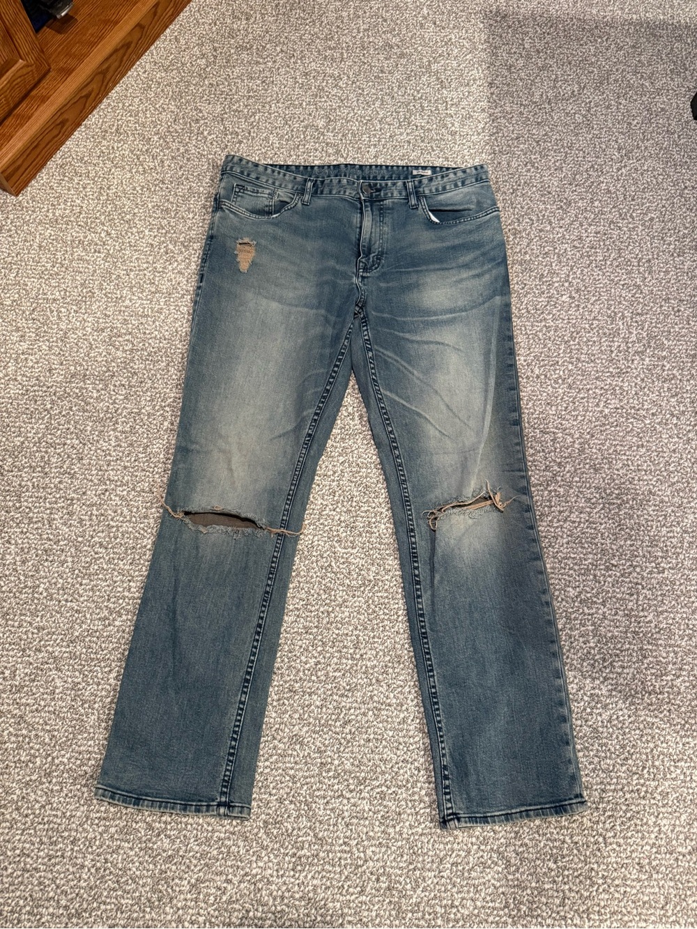Calvin Klein Jeans Slim Straight Distressed Denim Pants 36x32